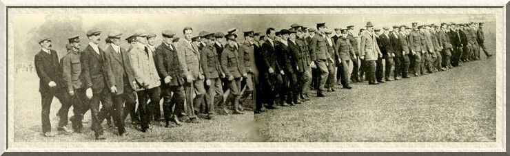 'H' Company of the Post Office Regiment marching in company
formation in Regent's Park.