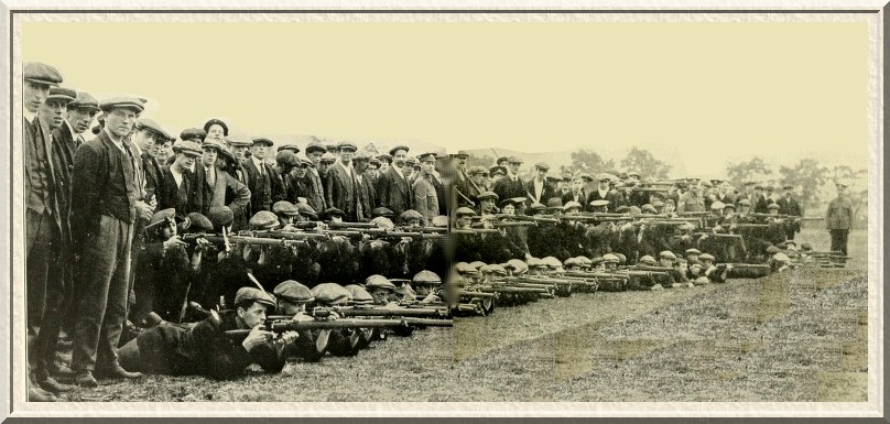 Recruits of the Lincolnshire Regiment being instructed in the use of
the rifle.