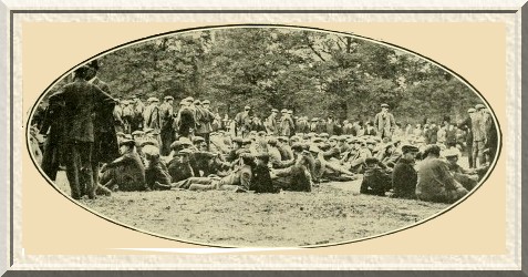 Men of the Public Schools Boys' Corps waiting to leave Hyde Park for
their camp at Epson.