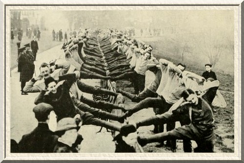 Swedish drill in the open. The Queen Victoria's Rifles training at
Hampstead.