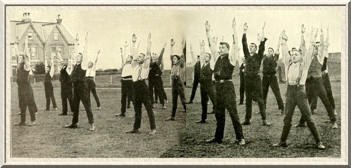 A stretching position during physical exercises.