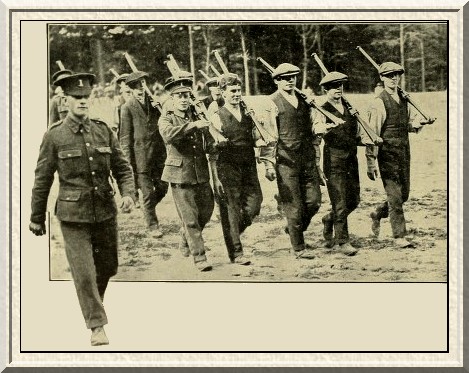 New recruits in the first stages of military instruction.