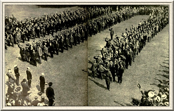 The late Field-Marshal Lord Roberts inspects units of Kitchener's
Second Army in Temple Gardens.