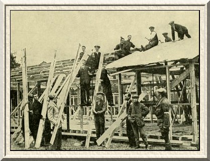 Men of 'C' Company, 4th Batt., Royal Fusiliers, working on a roof.