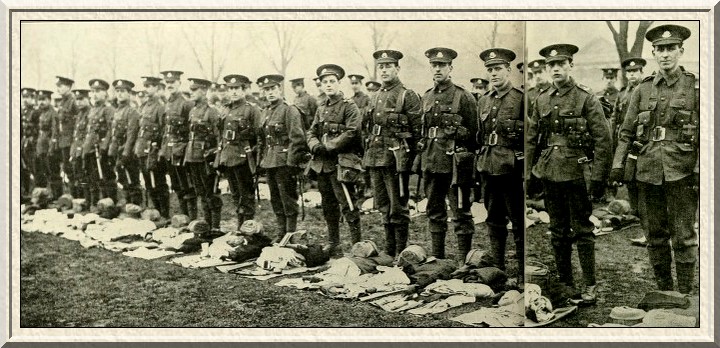 Kit inspection of a Kitchener's Army unit at Cambridge.
