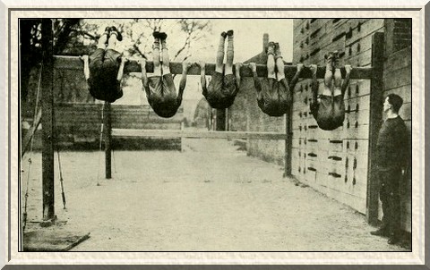 The gymnastic feat of 'downward circling`is one our soldiers have to
learn.