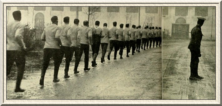 In the Footballers' Battalion many of the first-class players have
enlisted, and they are as keen on getting fit for the field of war as they were
for the field of play.