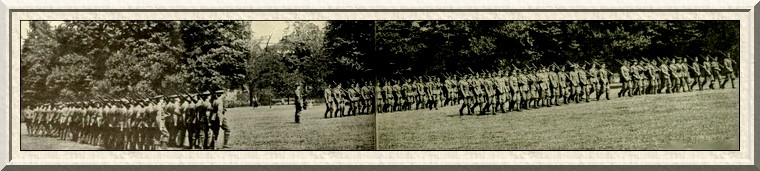 Since the outbreak of war the London parks have been extensively
utilised for drilling Britain's new army.