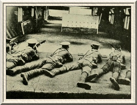 Practising shooting at the miniature range at the School of
Musketry.