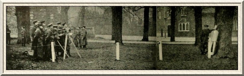 The 19th Battalion, Royal Fusiliers, learning to aim rifles at a
dummy target.