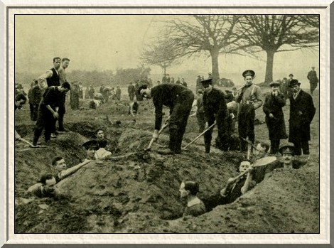 The Queen's Westminsters trench-digging on Hampstead Heath.