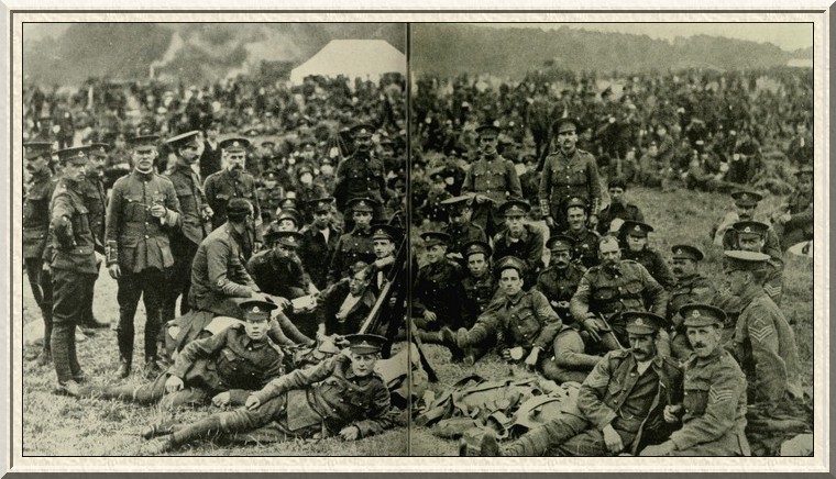 Kitchener battalion waiting to fall in for a route march.