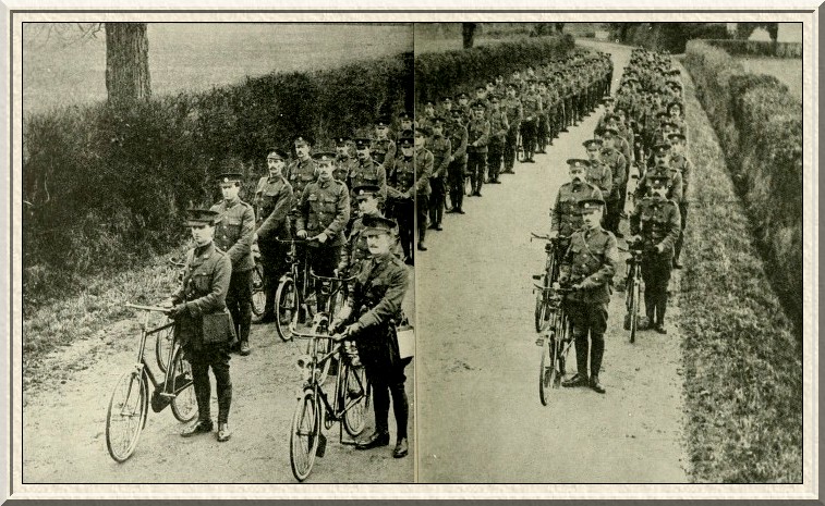 Many of the motor scouts of the Automobile Association volunteered
for war service, and are here seen training.