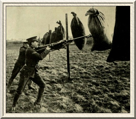 Learning how to thrust with the bayonet.