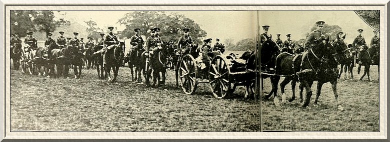 Bringing up the guns:—A smart battery of field artillery on
the march.