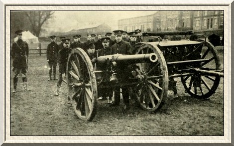 The field artillery at gun drill near Windsor.