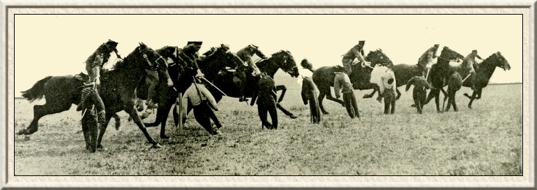 Non-commissioned officers at Netherton practising a
charge—dummy soldiers representing the enemy.