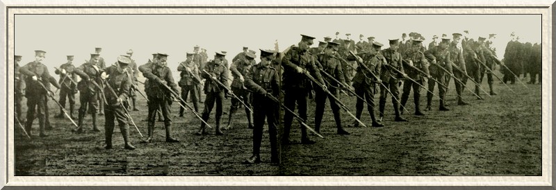 The Civil Serice recruits perform a bayonet exercise in Hyde Park.