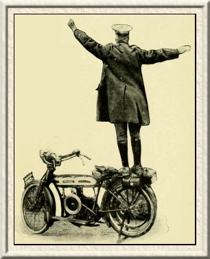 A motor-cyclist at semaphore practice.