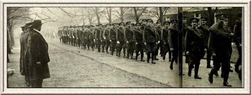 The Sportsman's Battalion marching to their camp at Hornchurch.