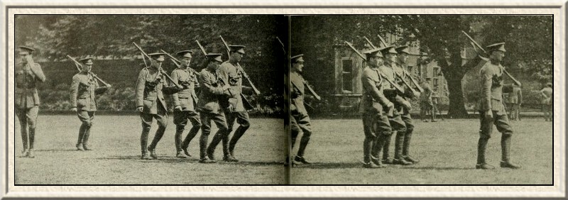 The Inns of Court Officers Training Corps ('The Devil's Own')
training in Temple Gardens.