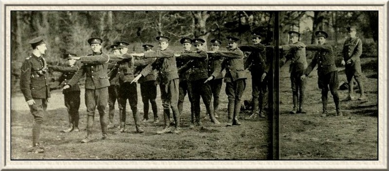 A detachment receiving instruction in semaphore signalling.