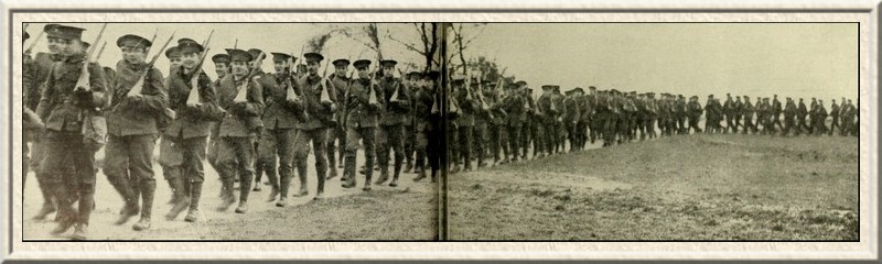 The Civil Service Rifles, 15th Regiment, County of London, on a
route march.