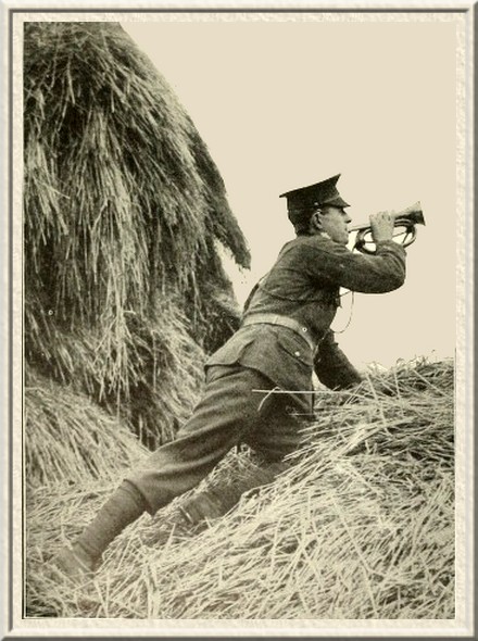 An Oxford Light Infantryman sounding a bugle call.