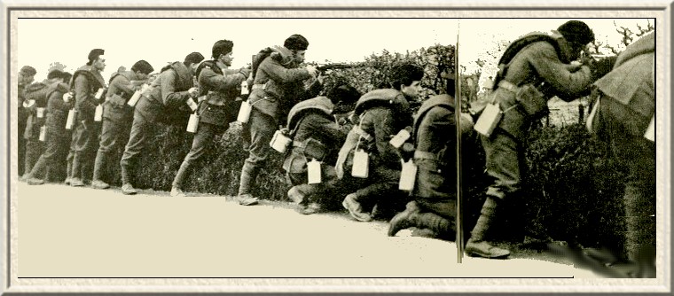 The Royal Scots Fusiliers in training near Basingstoke.