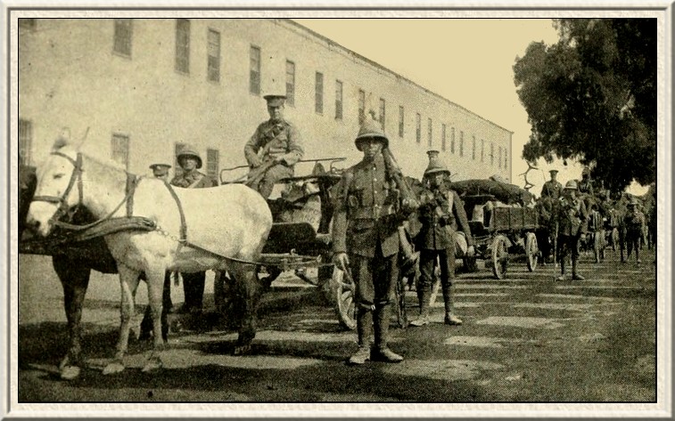 Territorials have been sent to replace regular troops in Malta,
Gibraltar and India.